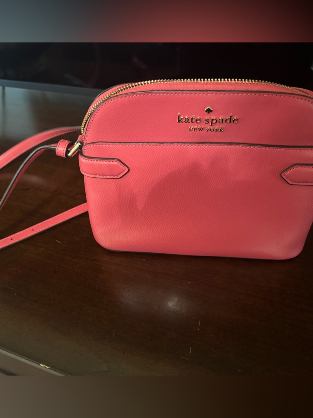 kate spade Coral Pink Saffiano Crossbody Camera Bag